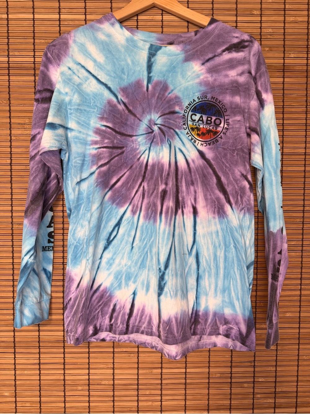 Women’s Tie-Dye Long Sleeve Tee - Purple & Blue, size small